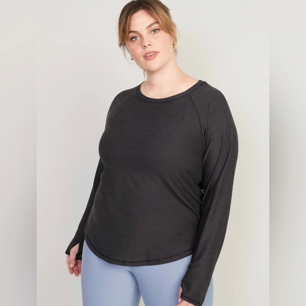 NWT! Black Long-Sleeve Breathe ON Slub-Knit T-Shirt for Women - Size XXL Tall